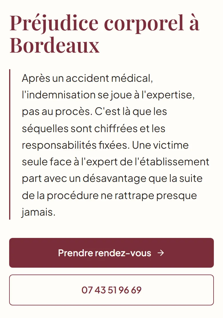 Une page du site de Margot Marin sur téléphone